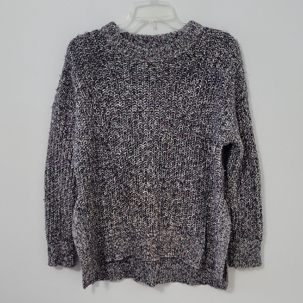 aerie Black & White Marled Knit Sweater with Confetti Flecks, Size X-Small